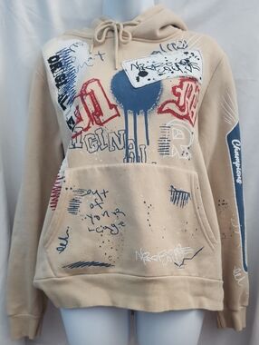 Men's Decibel Beige Graphic Hoodie Sweater - Casual Pullover